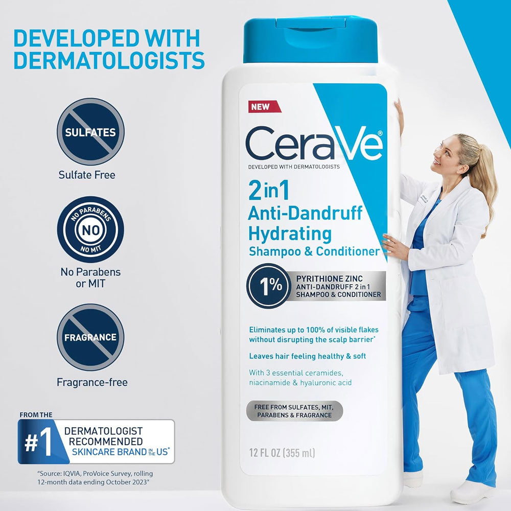 CeraVe 2-in-1 Anti-Dandruff Hydrating Shampoo and Conditioner 355ml