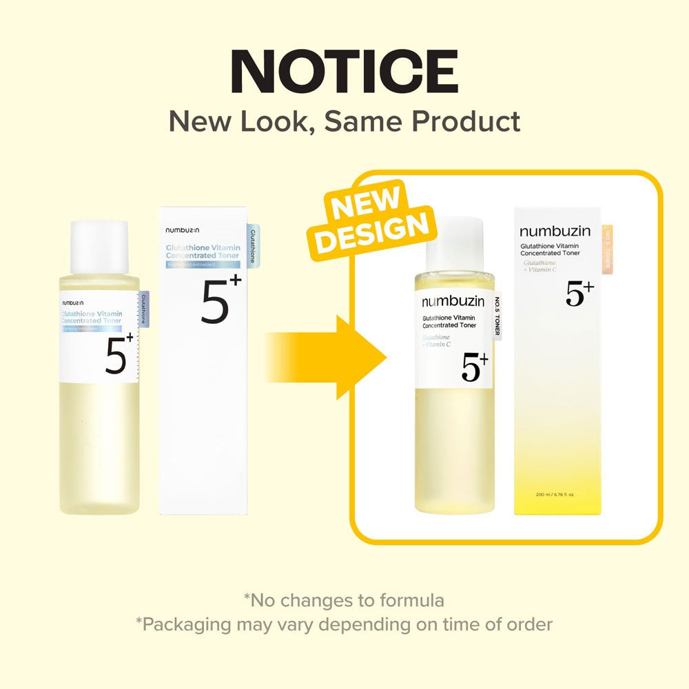 Numbuzin No.5+ Glutathione Vitamin Boosting Essential Toner 200ml