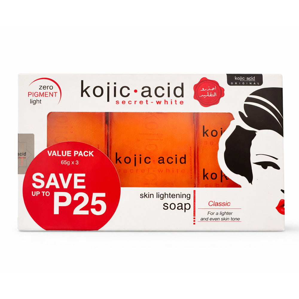 Kojic Acid Skin Lightening Classic Soap 65gx3 Value Pack