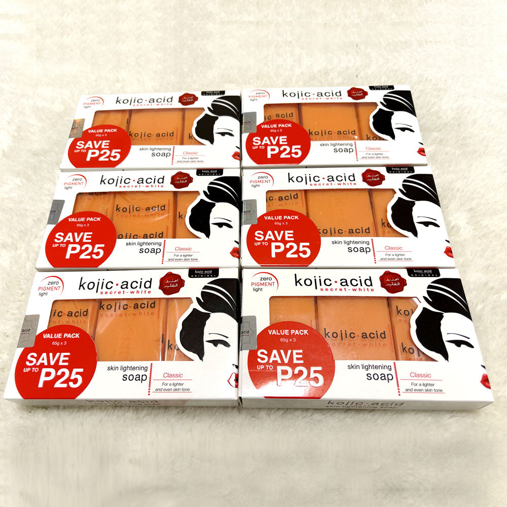 Kojic Acid Skin Lightening Classic Soap 65gx3 Value Pack