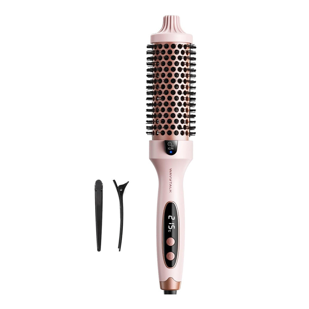 Wavytalk Thermal Brush, Blowout Boost 1.5 inch Heated Round Brush for Blowout Look (Pink)