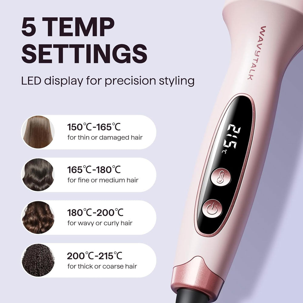 Wavytalk Thermal Brush, Blowout Boost 1.5 inch Heated Round Brush for Blowout Look (Pink)