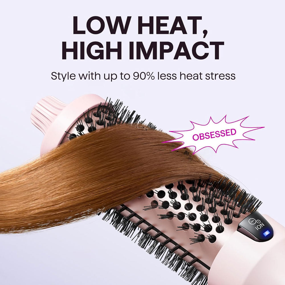 Wavytalk Thermal Brush, Blowout Boost 1.5 inch Heated Round Brush for Blowout Look (Pink)