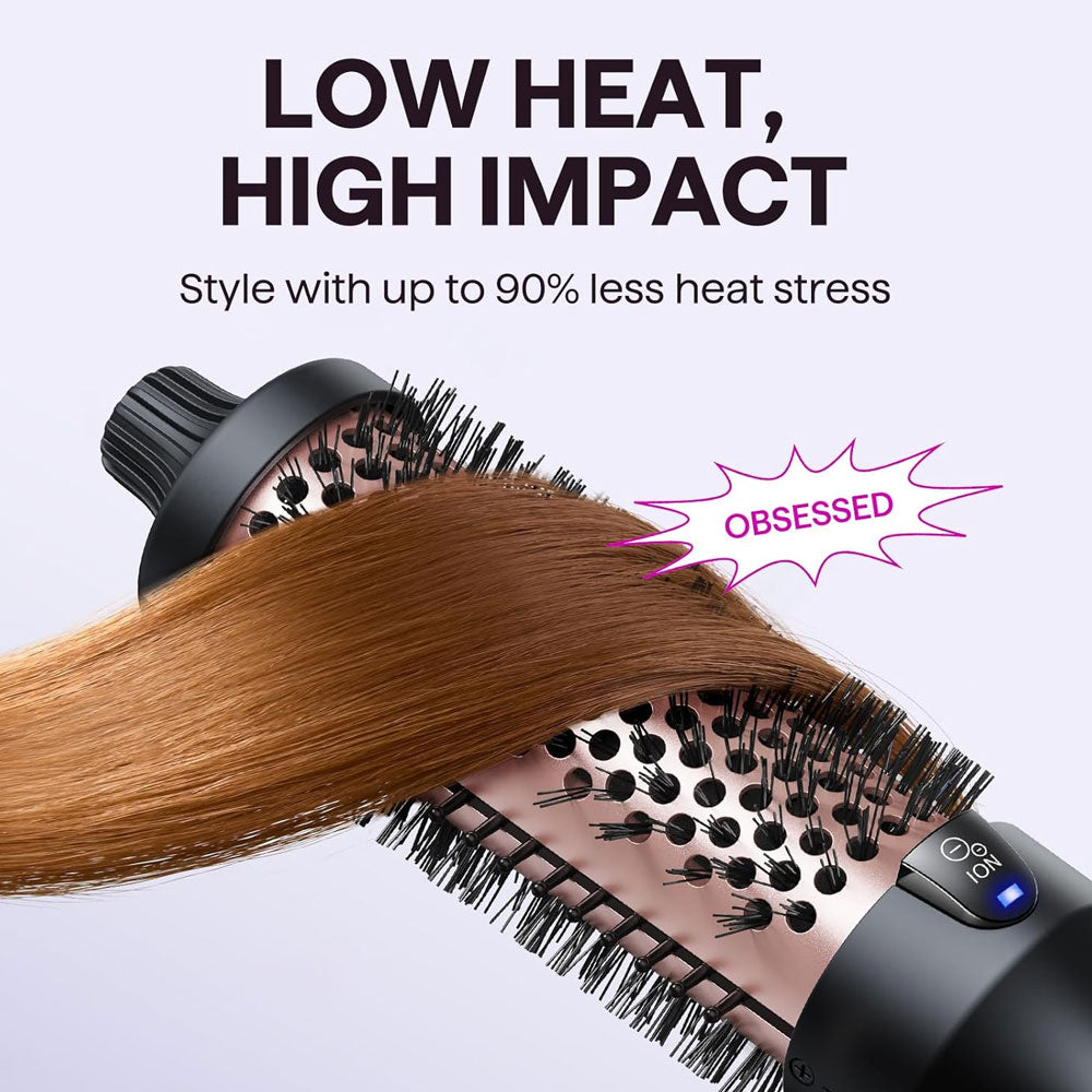 Wavytalk Blowout Boost Thermal Brush, 1.5 inch Heated Round Brush for Blowout Look (Rose Gold)