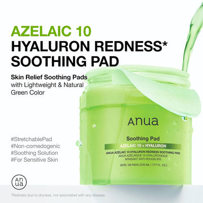 Anua Azelaic 10 Hyaluron Redness Soothing Pad 90 Pads