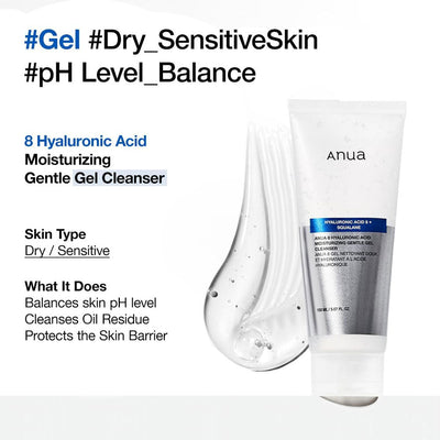 Anua 8 Hyaluronic Acid Moisturizing Gentle Gel Cleanser 150ml