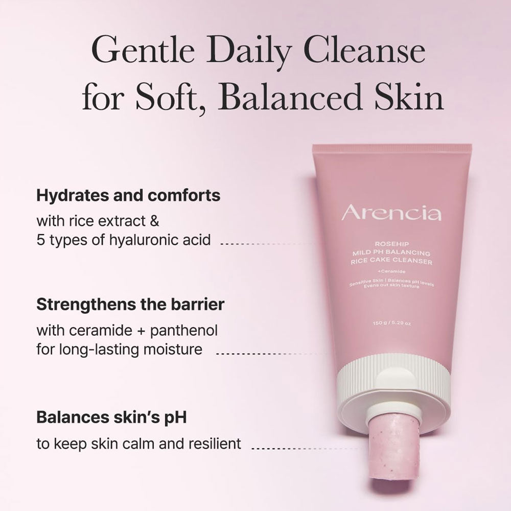 Arencia Rosehip Mild pH Balancing Rice Cake Cleanser 150g