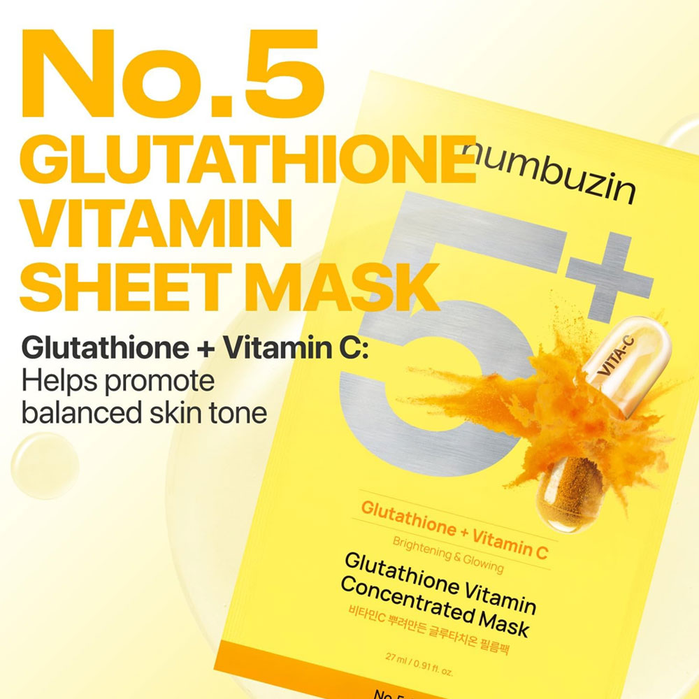 Numbuzin No.5+ Glutathione Vitamin Concentrated Mask (Single Sheet)