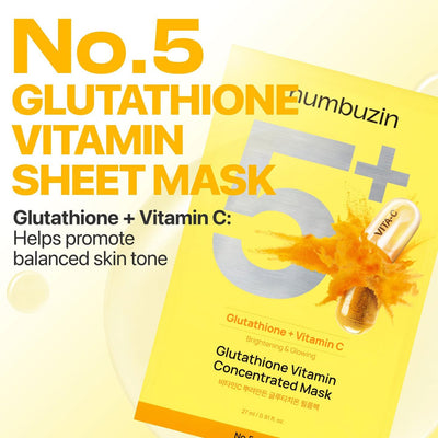 Numbuzin No.5+ Glutathione Vitamin Concentrated Mask (Single Sheet)