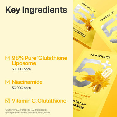 Numbuzin No.5+ Glutathione Vitamin Concentrated Mask (Single Sheet)