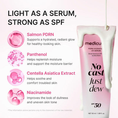 Medicube PDRN Hydrating UV Serum - No Cast Just Dew - SPF 50+ Sunscreen - 50ml