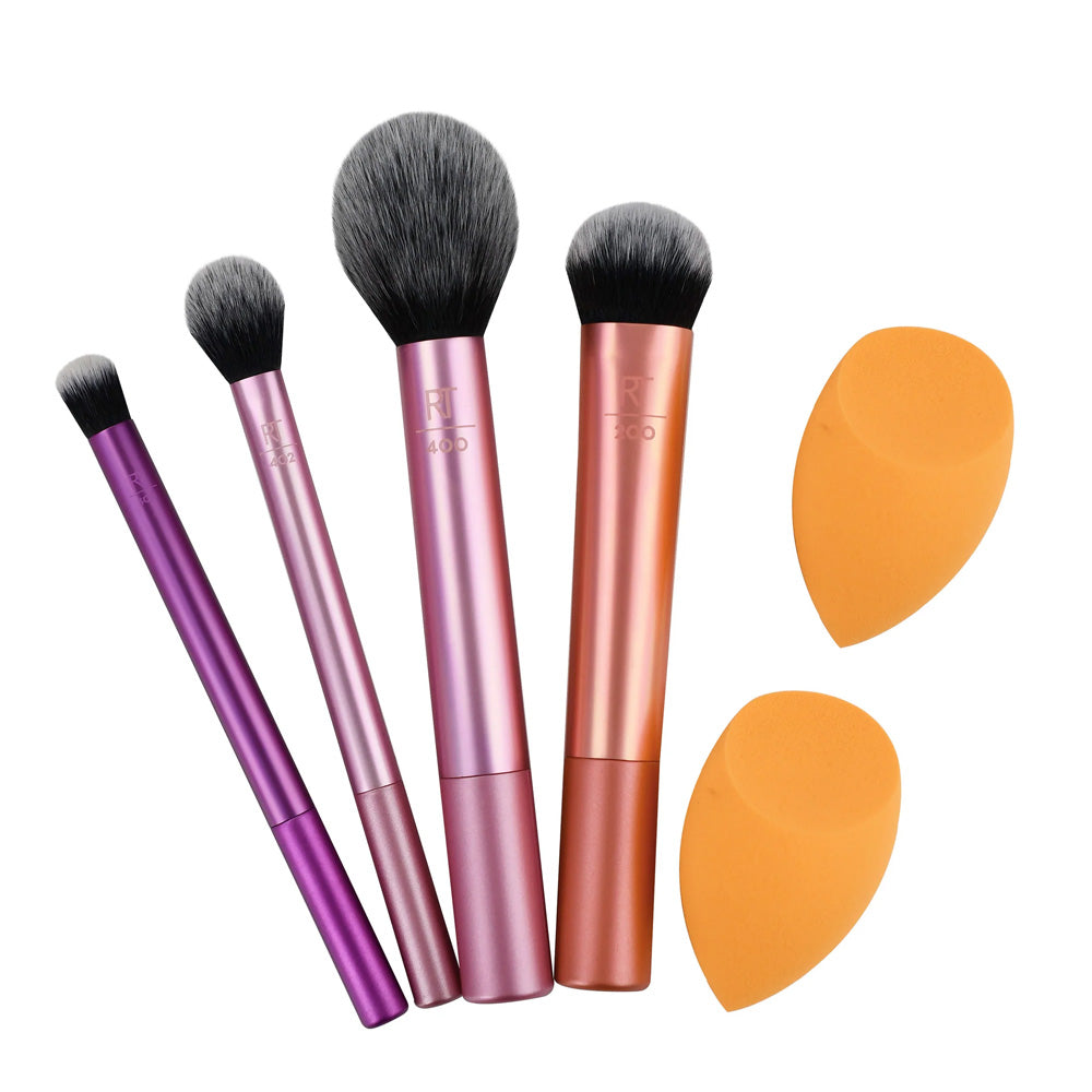 REAL TECHNIQUES Everyday Essentials Makeup Brush Set with Bonus Miracle Complexion Sponge