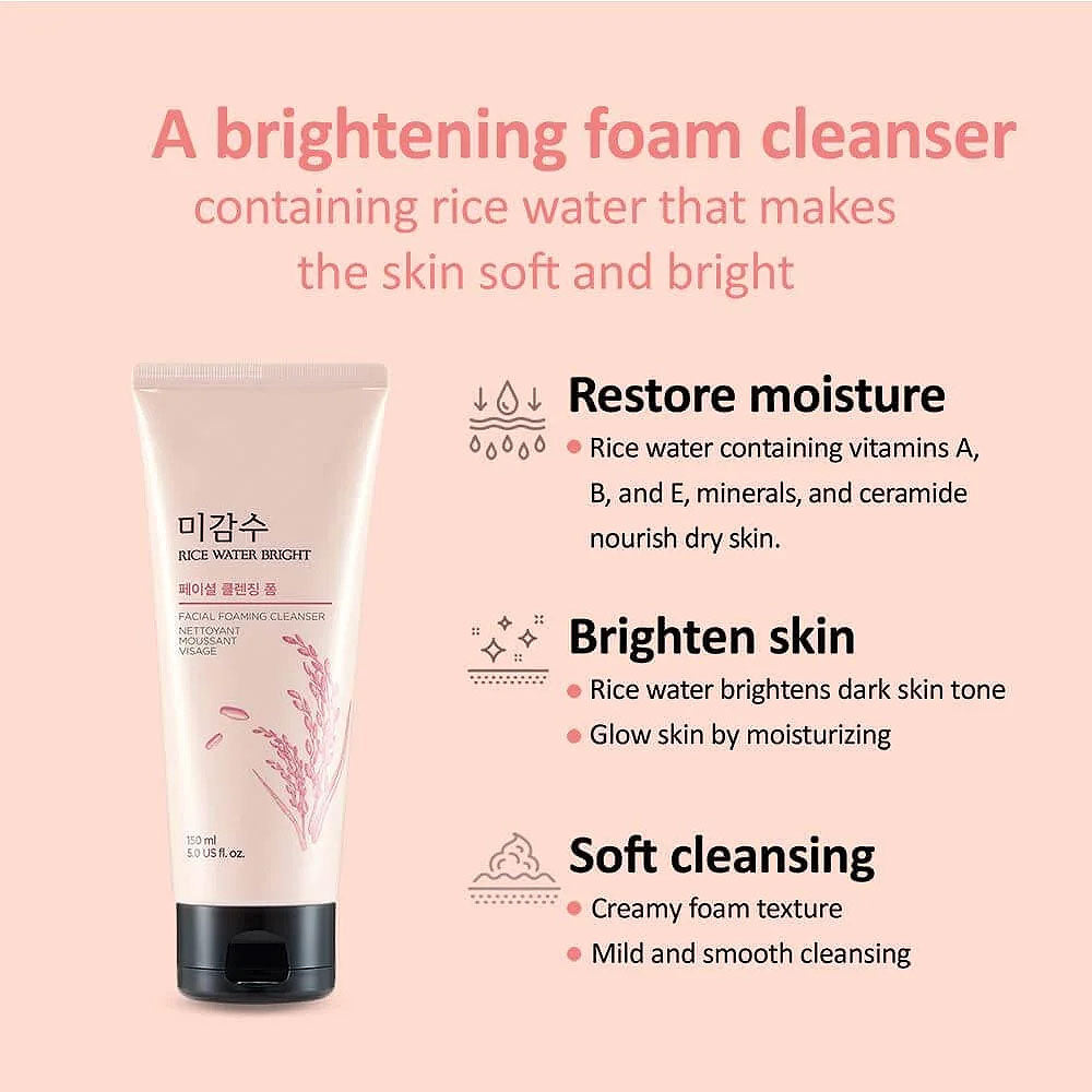 THE FACE SHOP Rice Water Bright Facial Foaming Cleanser 150ml