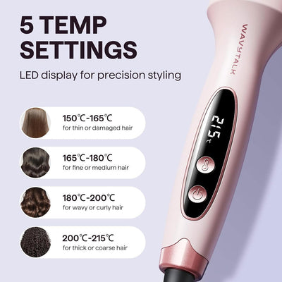 Wavytalk Thermal Brush, Blowout Boost 1.5 inch Heated Round Brush for Blowout Look (Pink)