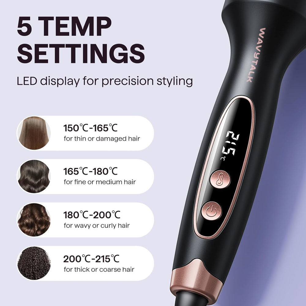 Wavytalk Blowout Boost Thermal Brush, 1.5 inch Heated Round Brush for Blowout Look (Rose Gold)